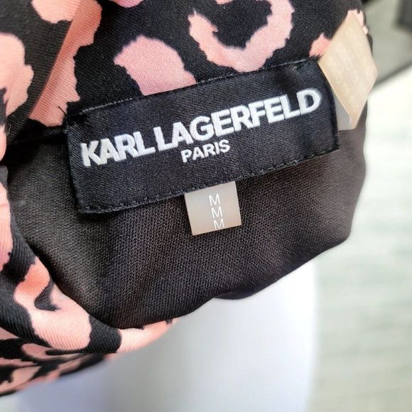 Karl Lagerfeld Womens M Pink Black Animal Leopard Print Sleeveless Blouse Top - Picture 9 of 11